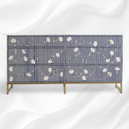 Shop the Ada Bone Inlay Chest of 6 Drawers Indigo Blue online