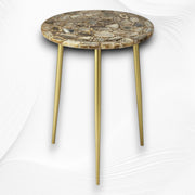 Agate Round Side Table Brown 3
