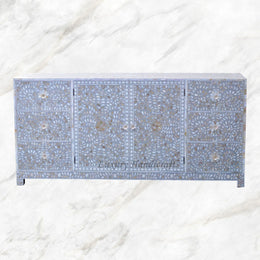 Top Alexa Mother of Pearl Inlay Media Cabinet Grey 1