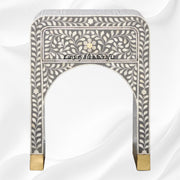 Front Look Alice Bone Inlay Bedside Grey modern style
