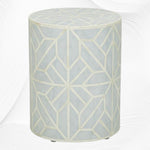 Front Look for the Amelia Bone Inlay Geometric Side Table Sky Blue 1