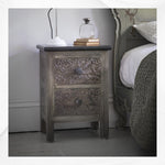 Antique Metal Two Drawer Bedside With Black Granite Top 2