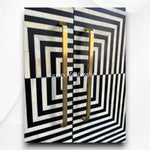 Bella Bone Inlay Bar Cabinet Stripe Black 3