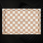 Bone Inlay Checkerboard Tray Almond 2