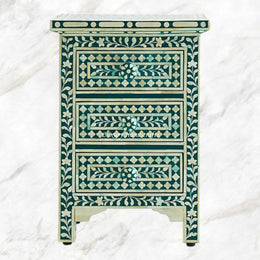 Buy Bone Inlay Floral Bedside Table