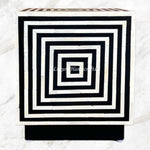 Bone Inlay Stripe Cube Side Table Black 6