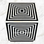 Bone Inlay Stripe Cube Side Table Black 3