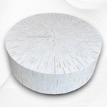 Bone Inlay Illusion Stripe Center Table White Brass 4
