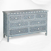 Navy Blue Bone Inlay Arctic Chest Of 7 Drawers 2