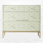 Dot Bone Inlay 3 Drawer Dresser Mint Green 1