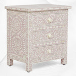 Bone Inlay Floral 3 Drawer Bedside Blush Pink 1