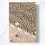 Bone Inlay Floral Chest of 7 Drawers Brown 3