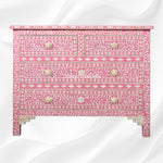 Bone Inlay Floral Chest Of 4 Drawer Pink 1