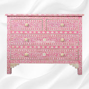 Bone Inlay Floral Chest Of 4 Drawer Pink 1