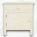 Bone Inlay Geometric Bedside 1 Drawer 1 Door Biege 1
