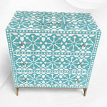 Bone Inlay Moroccan 3 Drawers Chest Green 3