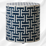 Tetris Bone Inlay Round Stool Indigo 1