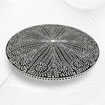 Bone Inlay Round Floral Dining Table Black Slim Base 3