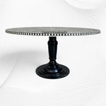 Bone Inlay Round Floral Dining Table Black Slim Base 5
