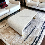 Cube Optical Waterfall Bone Inlay Coffee Table White Brass Base 1