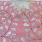Curved Mother of Pearl Inlay Desk Floral Pink 4