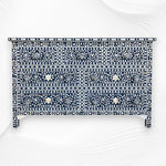 Dark Blue Mother of Pearl Inlay Chest Of 7 Drawers 6