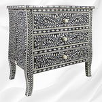 Eleanor Bone Inlay Chest of Three Drawers Black 2