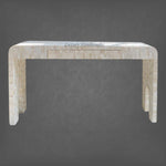Elegant bone inlay console table with curved edges