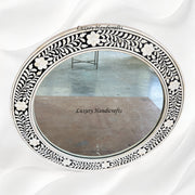 Embossed Bone Inlay Floral Mirror Round 3