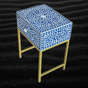 Handcrafted blue bone inlay bedside table