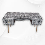 Floral Bone Inlay 2 Drawer Desk Black 1