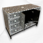 Floral MOP Inlay Bathroom Vanity Black 4