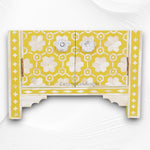 Decorative flower pattern bedside table in yellow bone inlay