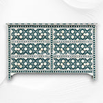 Flower Bone Inlay 6 Drawer Dresser Teal Green 5