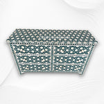Flower Bone Inlay 6 Drawer Dresser Teal Green 4