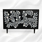 Flower MOP Inlay 2 Door Cabinet Black 5