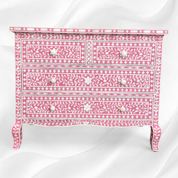 Grace Bone Inlay 4 Drawer Dresser Pink