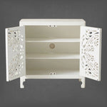 Handcarved Lombok Entryway Cabinet White 3