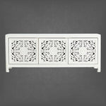 Handcarved Lombok Media Unit 3 Door White 5