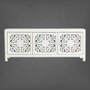 Handcarved Lombok Media Unit 3 Door White 5