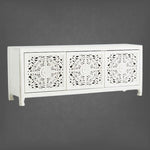 Handcarved Lombok Media Unit 3 Door White 2