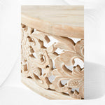 Handcarved Lotus Coffee Table Whtewash Finish 2