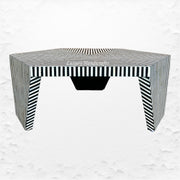 Hexagonal Stripe Bone Inlay Coffee Table Black 3