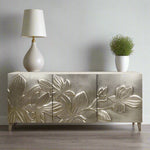 Hibiscus Embossed White Metal Sideboard 1