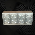 Hollywood Regency Nickel Embossed 4 Door Sideboard 2