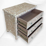 Milk Chocolate Mother Of Pearl Inlay 3 Drawer Chest Floral 3