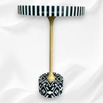 Black bone inlay side & end table with ikat pattern, perfect for modern interiors