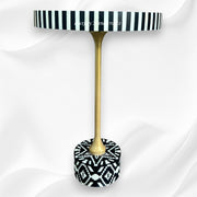 Black bone inlay side & end table with ikat pattern, perfect for modern interiors