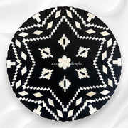 Handcrafted black bone inlay side & end table with elegant ikat motif