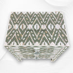 Ikat Design MOP Inlay Bedside 2 Drawer Pepper Leaf 5
